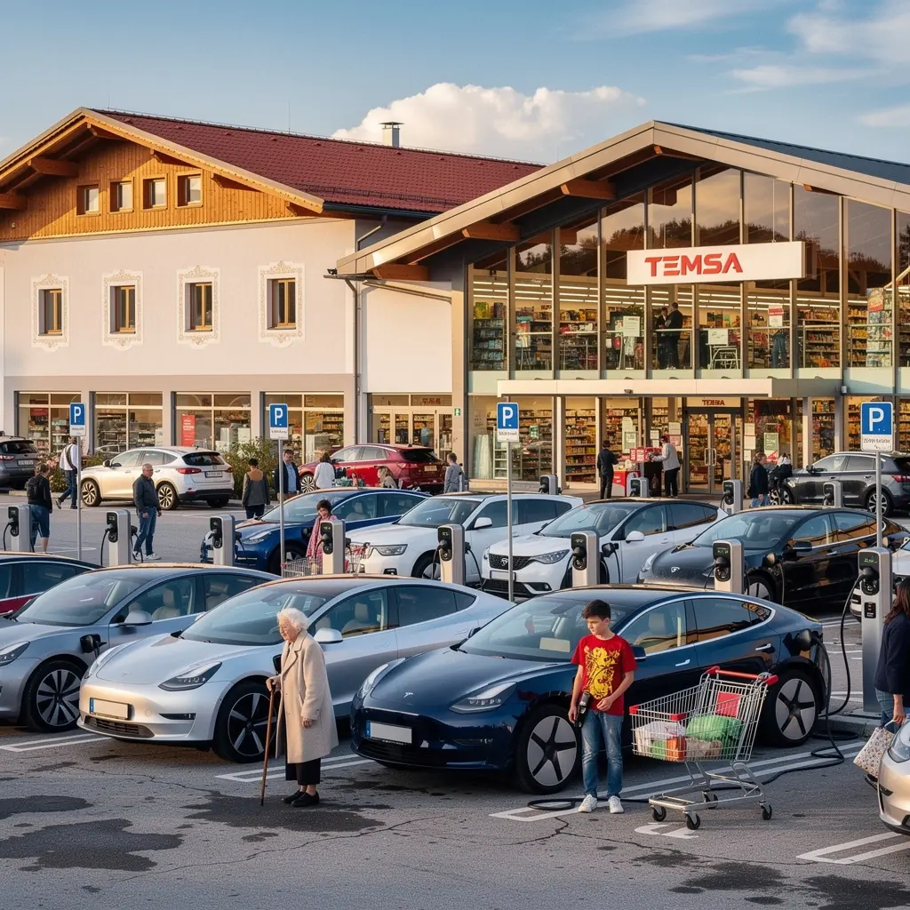 Schilder, die auf die Verfügbarkeit von Ladestationen hinweisen.